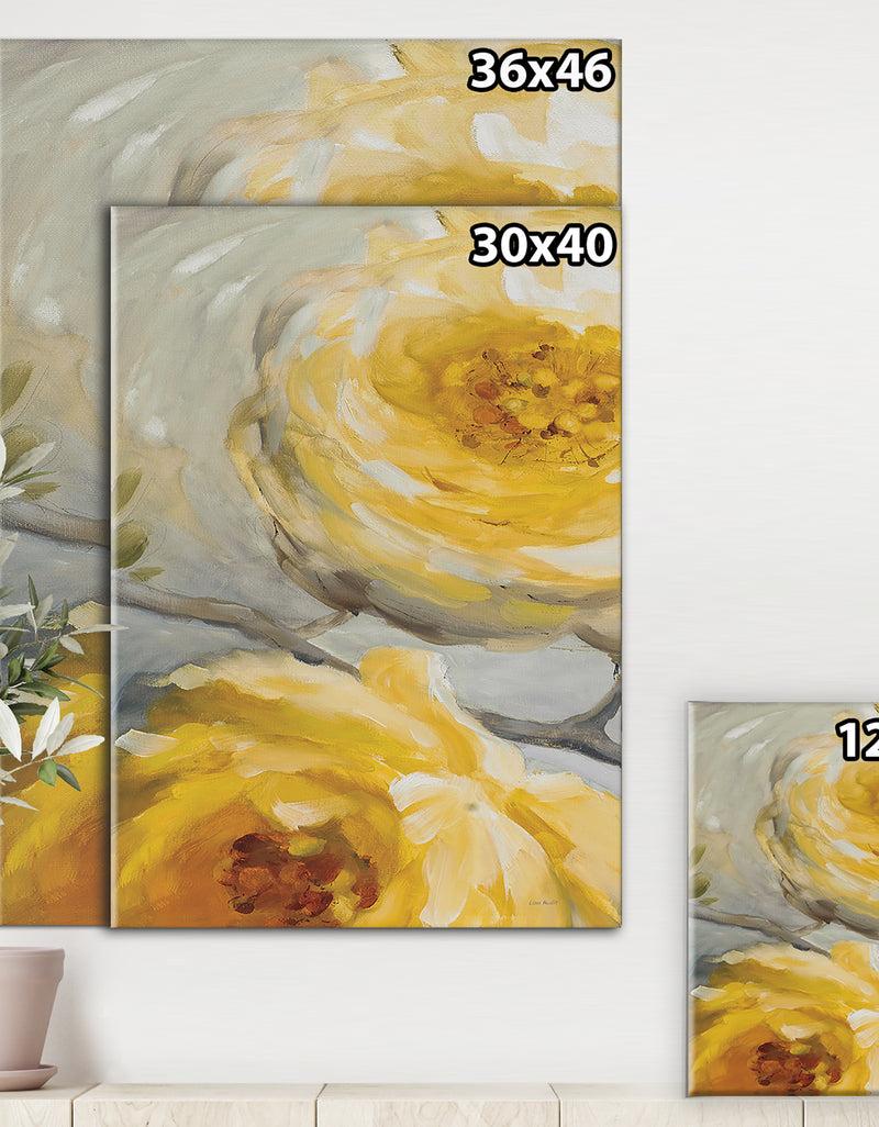 Designq Sunshine Yellow Flower III - Floral Premium Canvas Wall Art