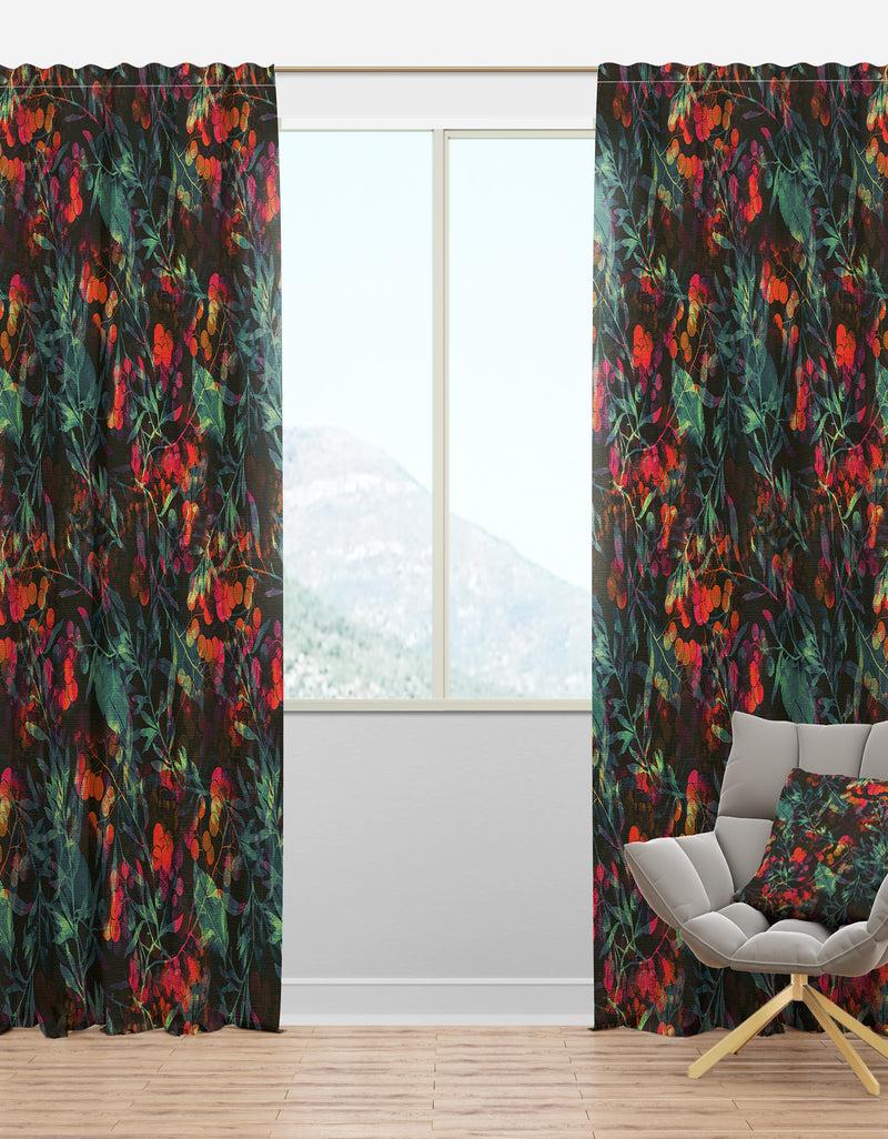 designq Superimposed blend of Herbs Flowers Leaves and Berries - Traditional Curtain Panels