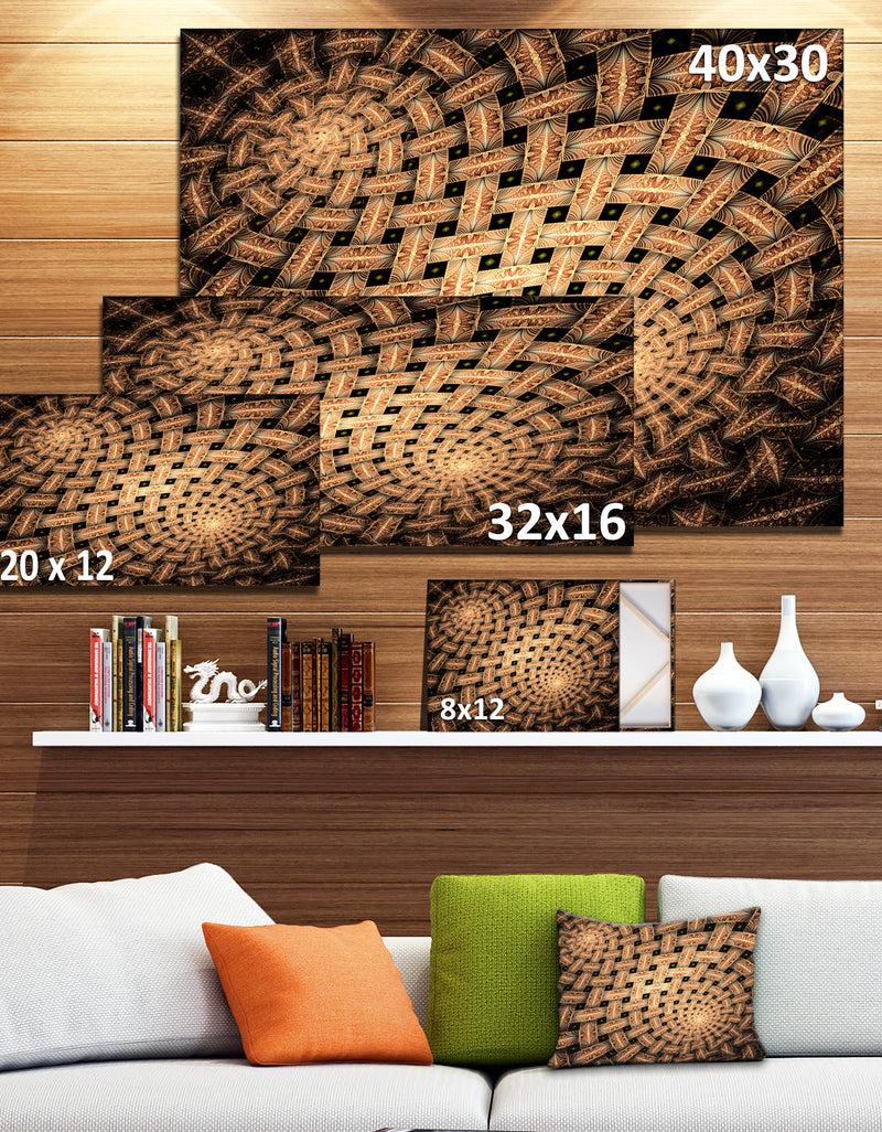 Designq Symmetrical Brown Fractal Flower - Abstract Wall Art Canvas
