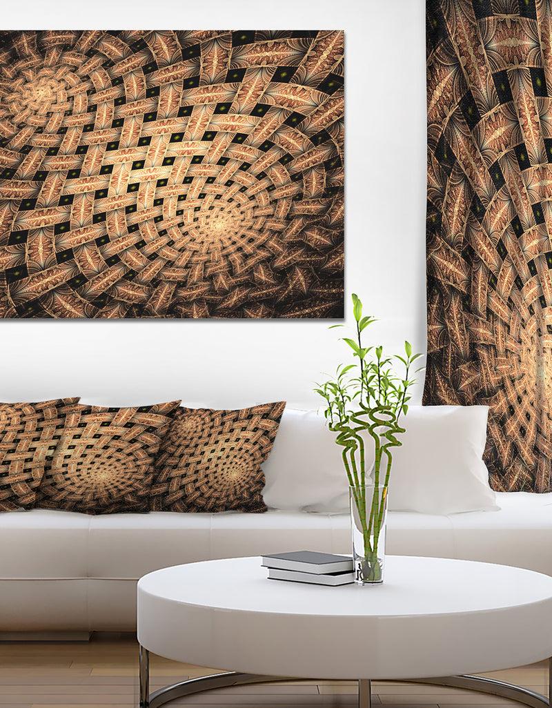 designq Symmetrical Brown Fractal Flower - Abstract Wall Art Canvas