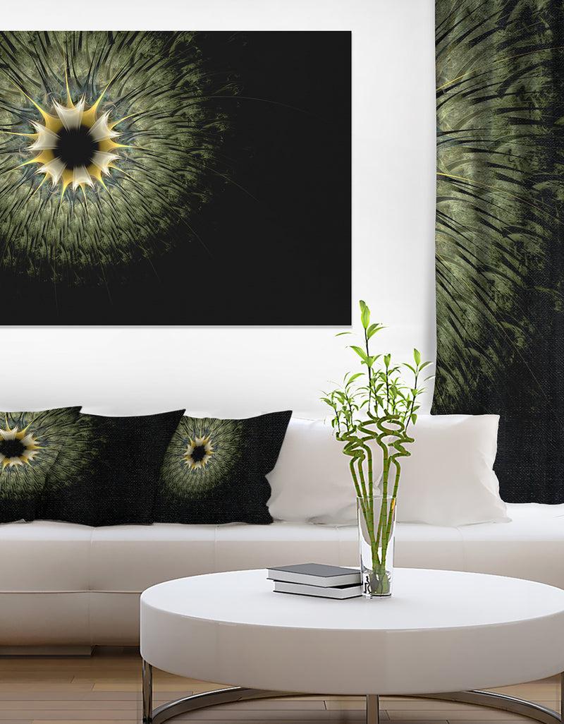designq Symmetrical Fractal Flower in Light Green - Modern Floral Canvas Wall Art
