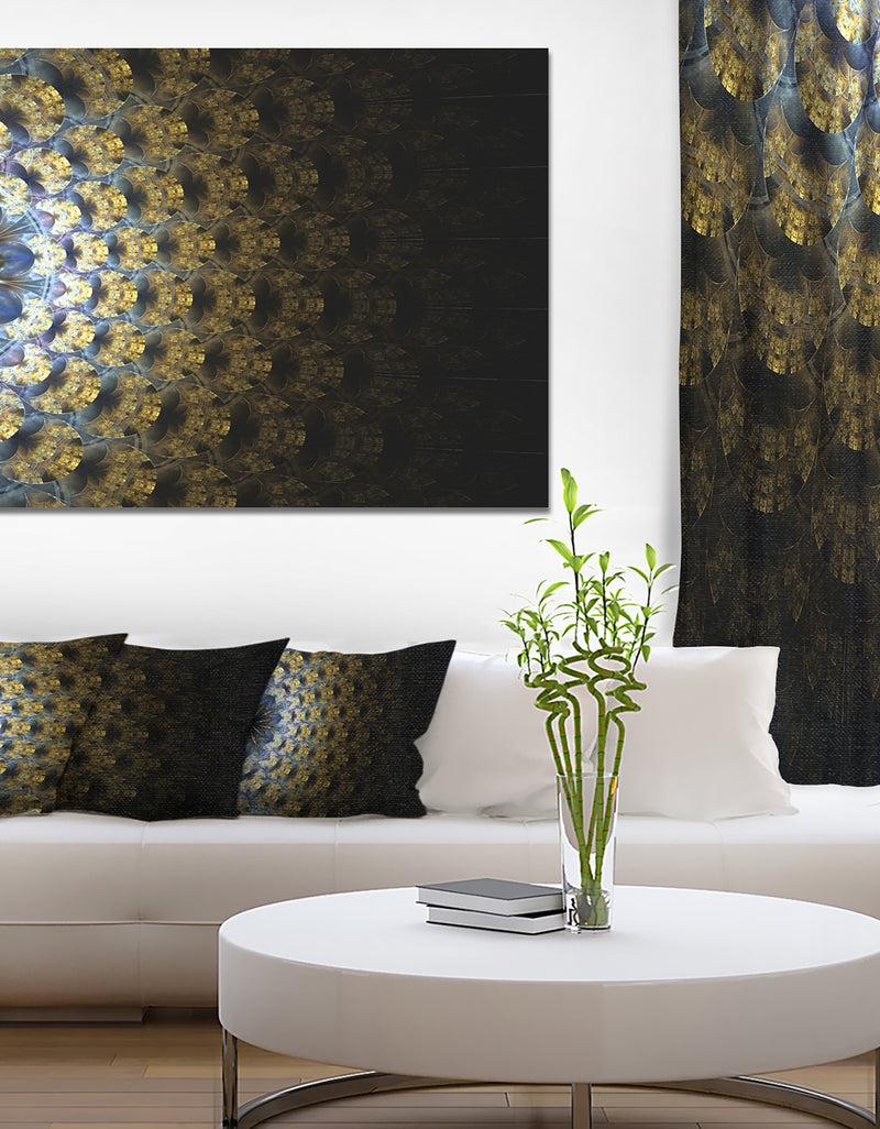 designq Symmetrical Gold Fractal Flower - Abstract Wall Art Canvas