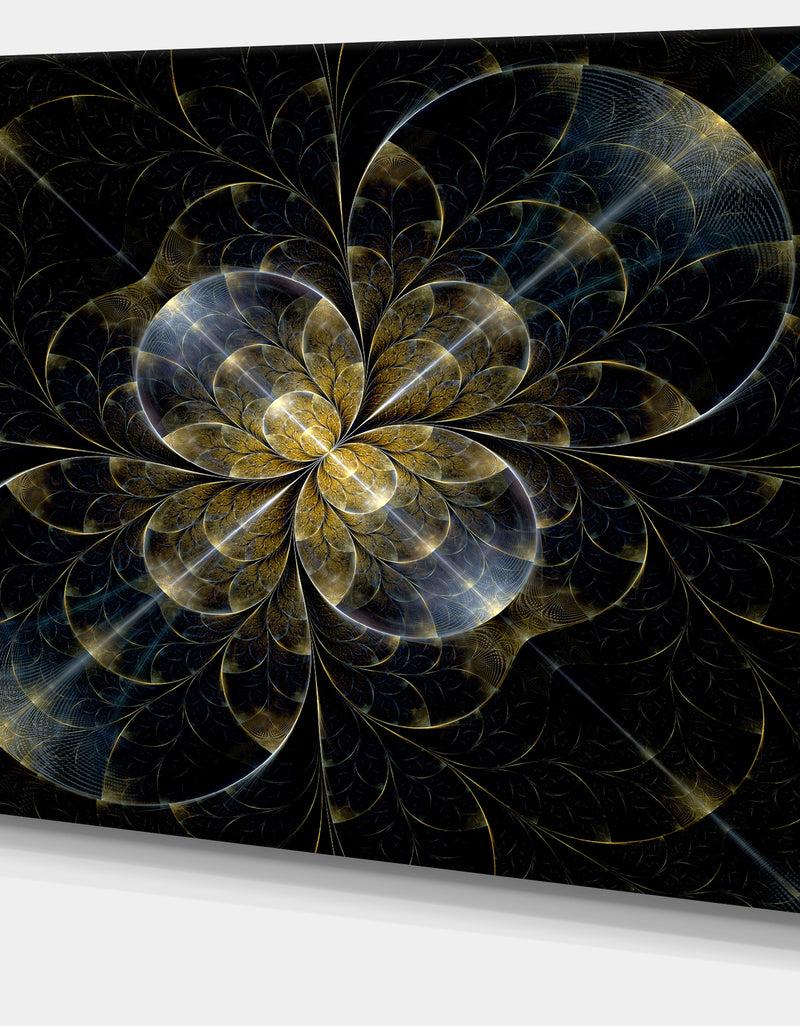 Designq Symmetrical Golden Fractal Flower - Extra Large Floral Canvas Art Print