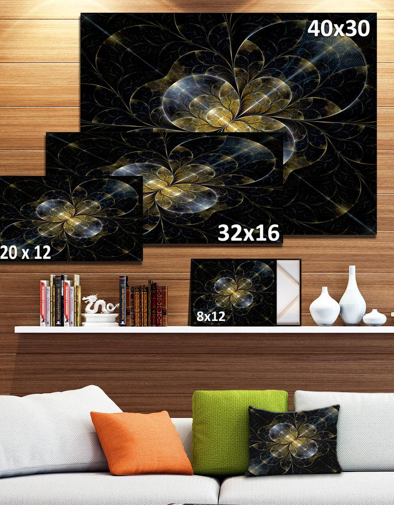 Designq Symmetrical Golden Fractal Flower - Extra Large Floral Canvas Art Print