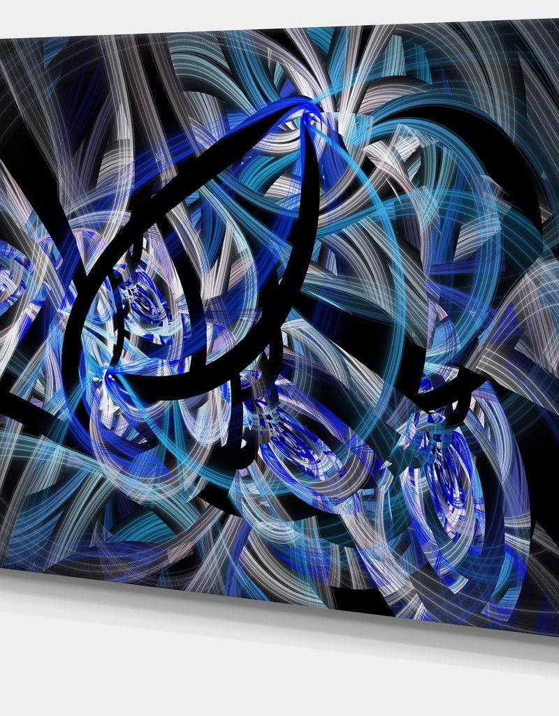 Designq Symmetrical Spiral Blue Flower - Large Floral Canvas Art Print