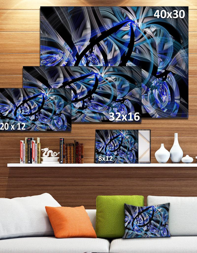 Designq Symmetrical Spiral Blue Flower - Large Floral Canvas Art Print