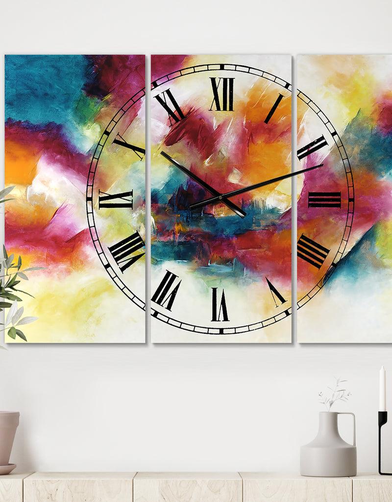 designq Taking Center Stage - Large Modern Wall Clock - 3 Panels
