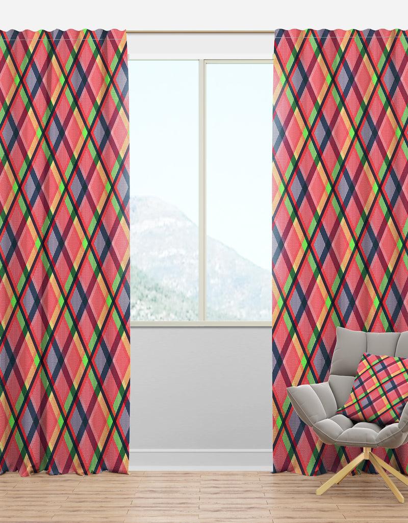 designq Tartan Geometrical Texture I - Mid-Century Modern Curtain Panels