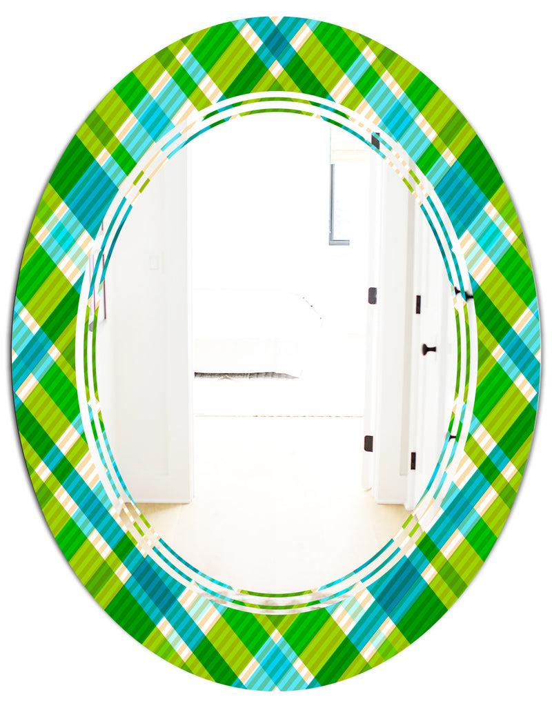 Designq Tartan Geometrical Texture II - Modern Round Or Oval Wall Mirror - Triple C