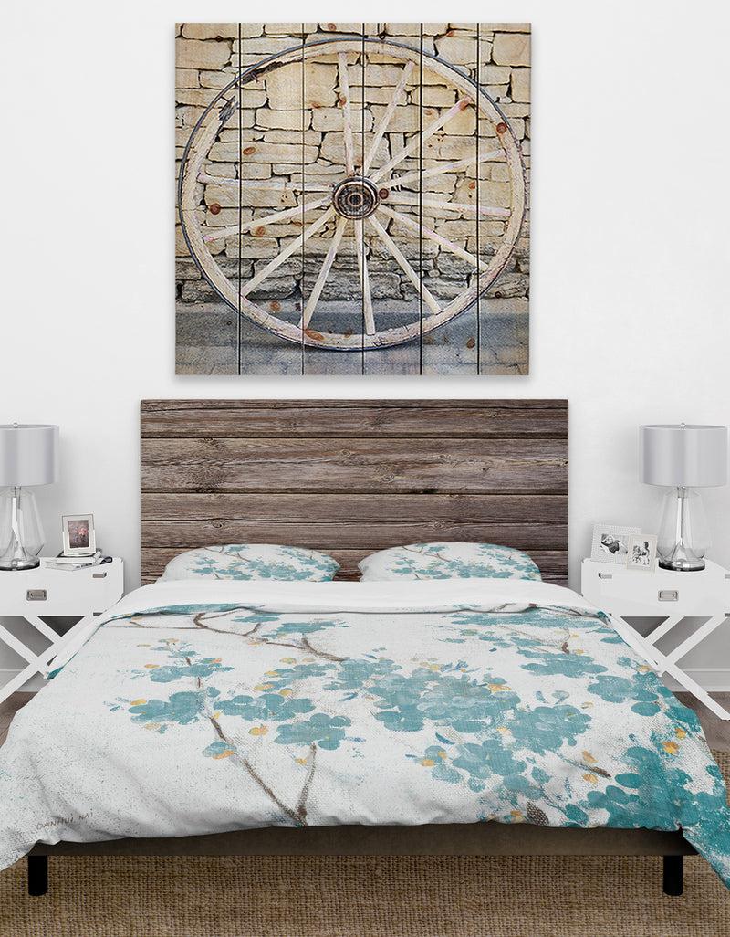 Designq Teal Cherry Blossoms II - Farmhouse Duvet Cover Set