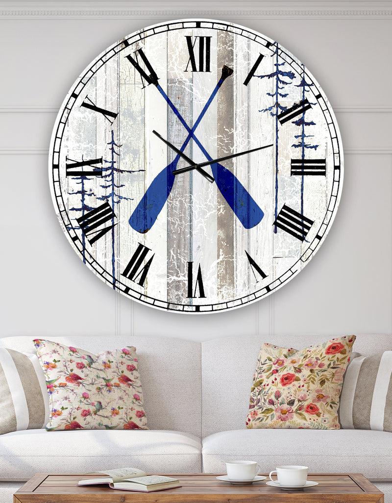 designq The Blue Moose - Oars - Oversized Cottage Wall Clock