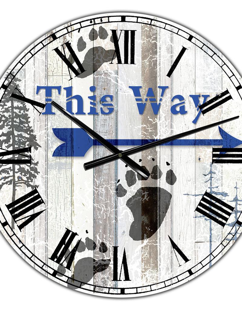 Designq The Blue Moose - This Way II - Large Cottage Wall Clock