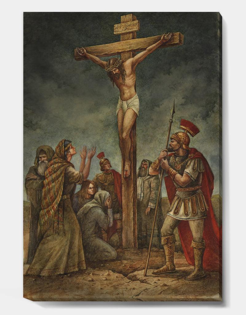 Designq The Crucifiction Of Jesus - Traditional Premium Canvas Wall Art
