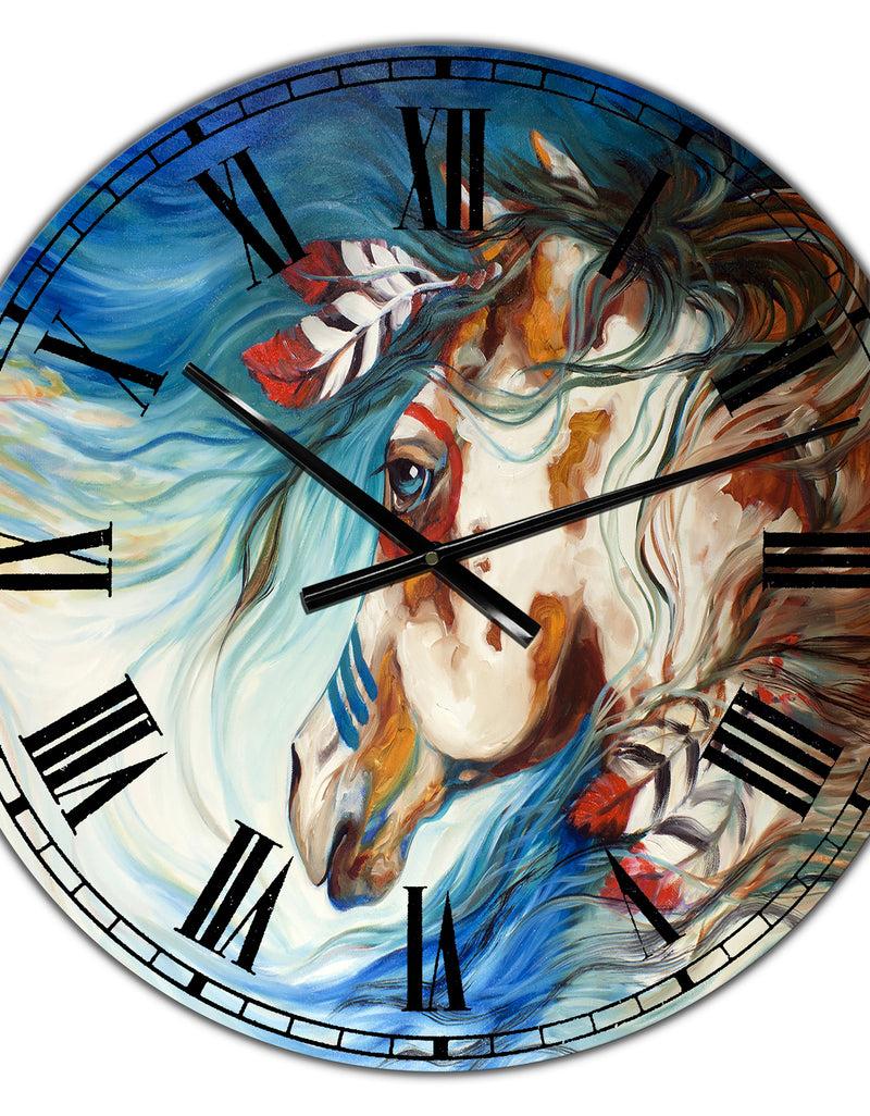 Designq The Drifter Indian War Horse - Large Cottage Wall Clock