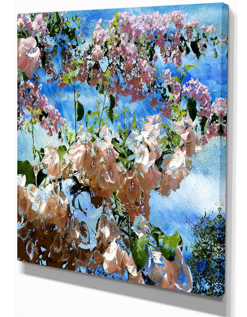 Designq The Flowers And The Sky - Floral Painting Print On Wrapped Canvas On Wrapped Canvas