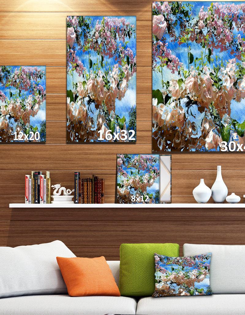 Designq The Flowers And The Sky - Floral Painting Print On Wrapped Canvas On Wrapped Canvas