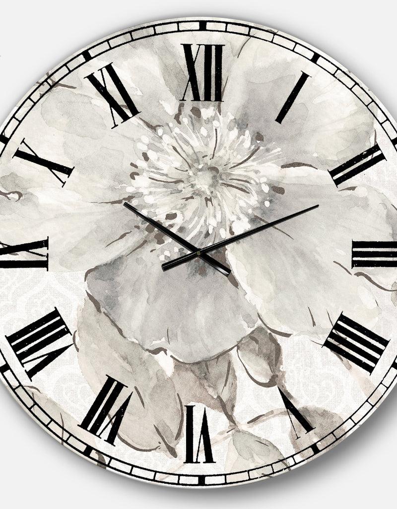 Designq The Gray Barn Jartop 'Indigold Grey Peonies II - Farmhouse Oversized Metal Clock