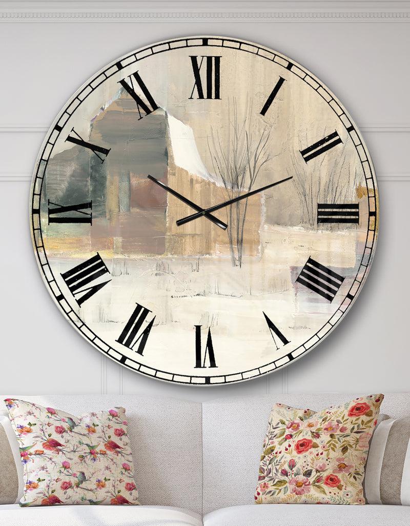 designq The Gray Barn Jartop 'Winter on the Farmhouse - Oversized Metal Clock