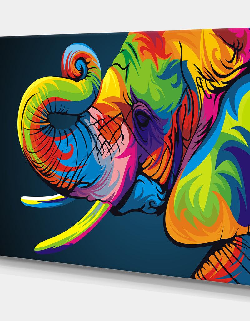 Designq The Happy Rainbow Elephant - Modern & Contemporary Canvas Art Print