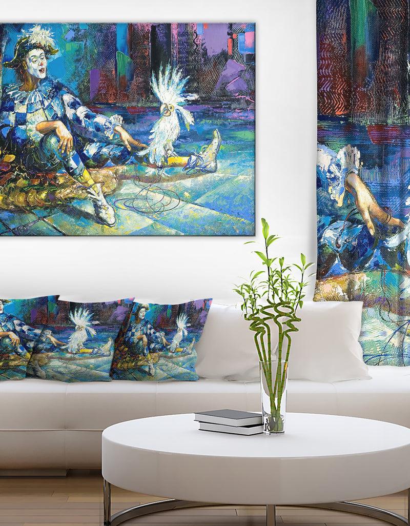 designq The Harlequin and White Parrot - Contemporary Canvas Print