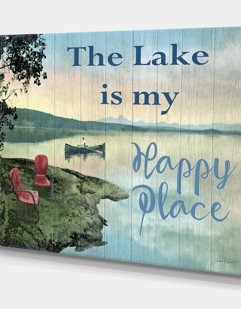 Designq The Lake Is My Happy Place - Lake House Canvas Wall Art