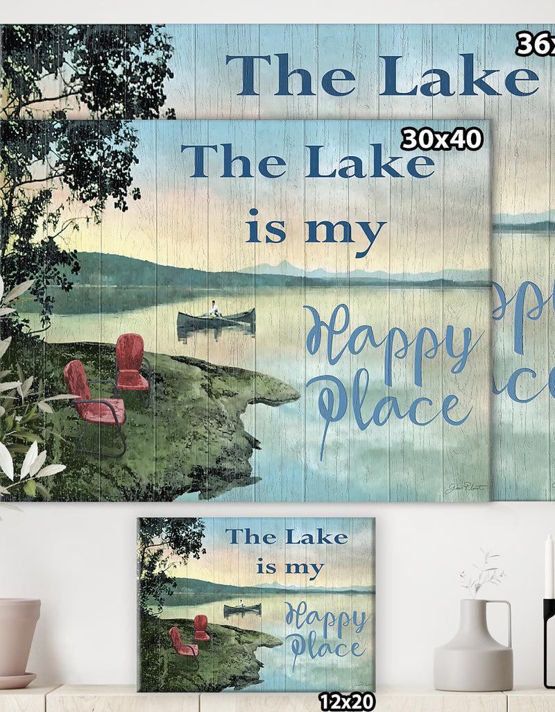 Designq The Lake Is My Happy Place - Lake House Canvas Wall Art