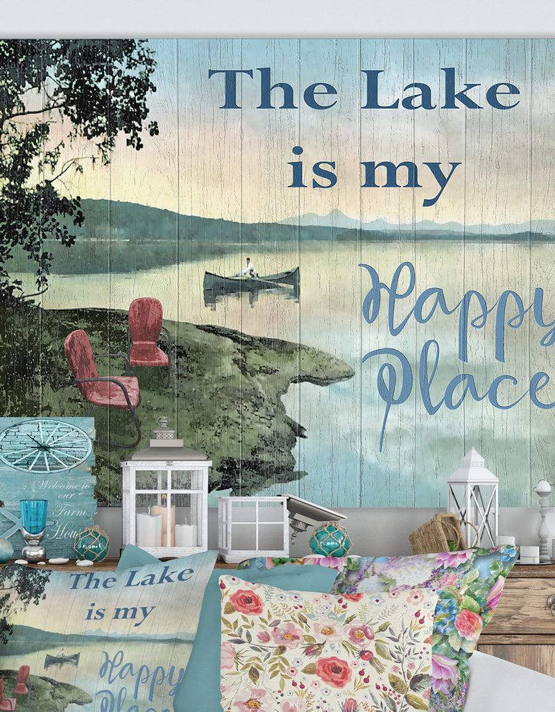 designq The Lake is My Happy Place - Lake House Canvas Wall Art