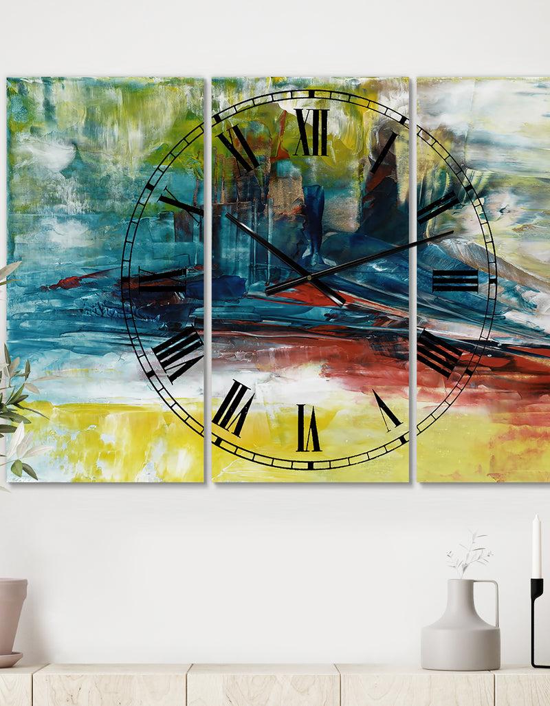 designq The Last Frontier - Oversized Modern Wall Clock - 3 Panels
