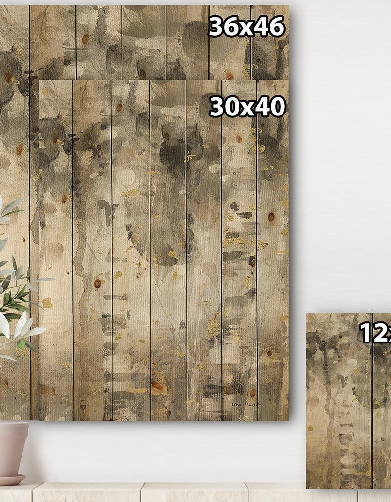 Designq The Modern Grey Forest I - Farmhouse Print On Natural Pine Wood