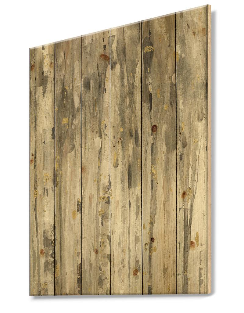 Designq The Modern Grey Forest III - Farmhouse Print On Natural Pine Wood