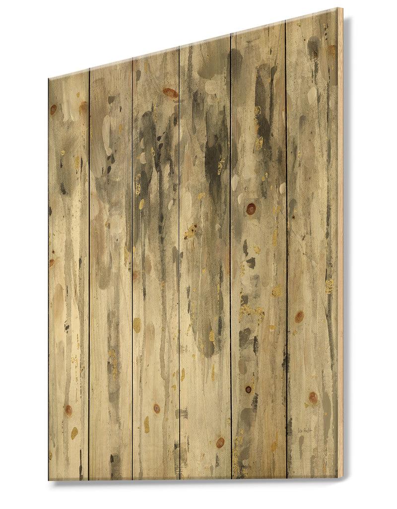 Designq The Modern Grey Forest IV - Farmhouse Print On Natural Pine Wood