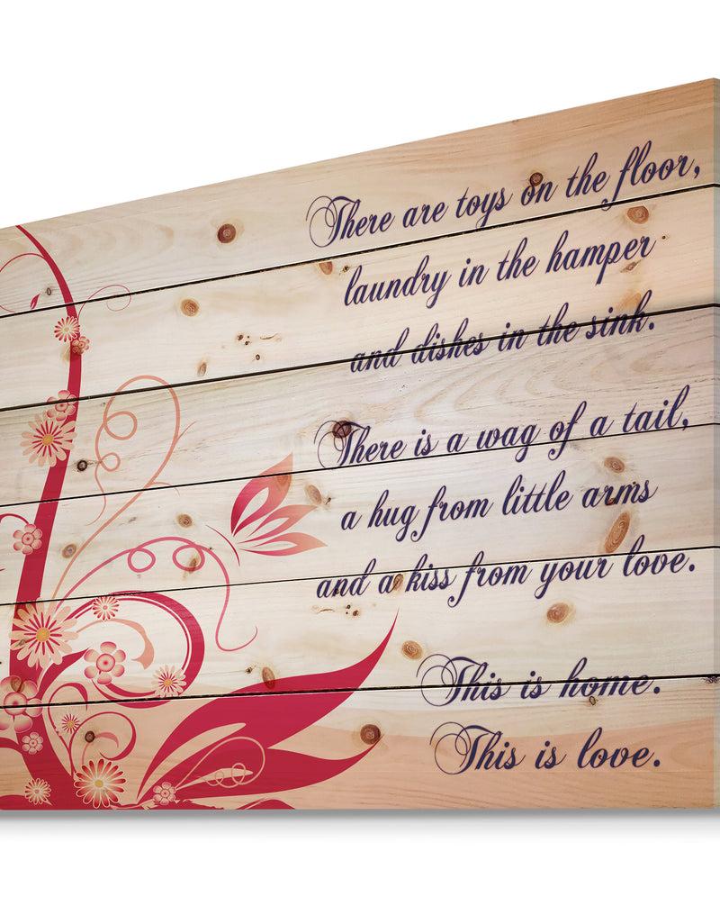 Designq There Are Toys On The Floor. This Is Love - Textual Entrance Art On Wood Wall Art