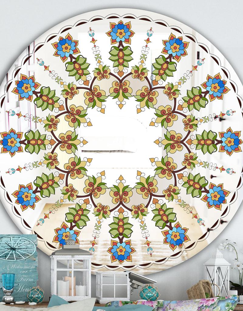 designq Tiny Flower Pattern - Cabin and Lodge Mirror - Oval or Round Wall Mirror