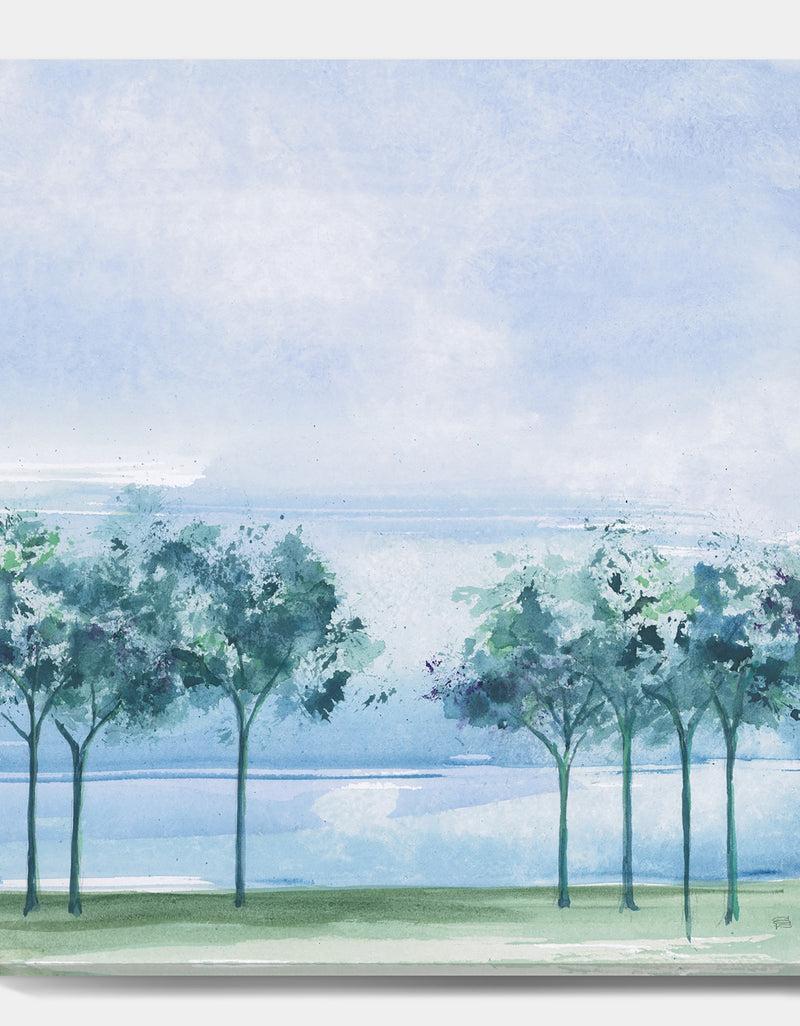 Designq Tree Across The Lake - Traditional Premium Canvas Wall Art
