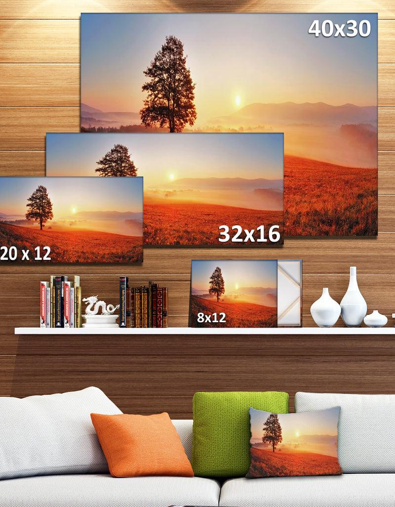 Designq Tree And Sun - Landscape Photography Canvas Art Print