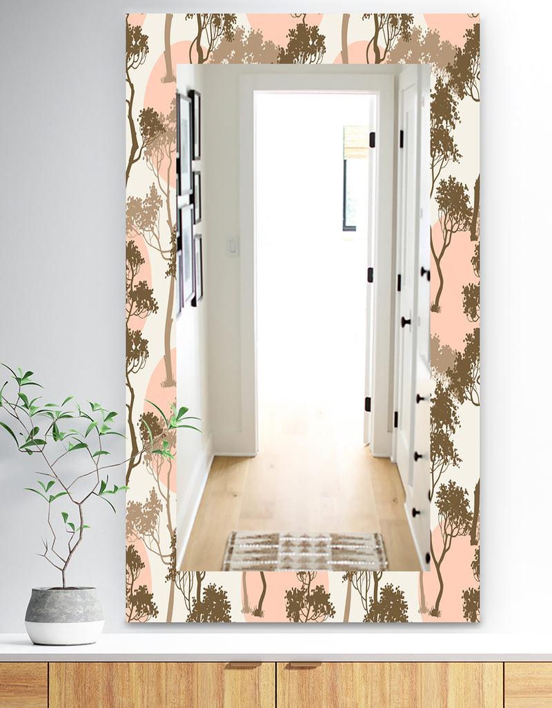 designq Trees Under The Full Moon In Forest - Traditional Mirror - Vanity Mirror