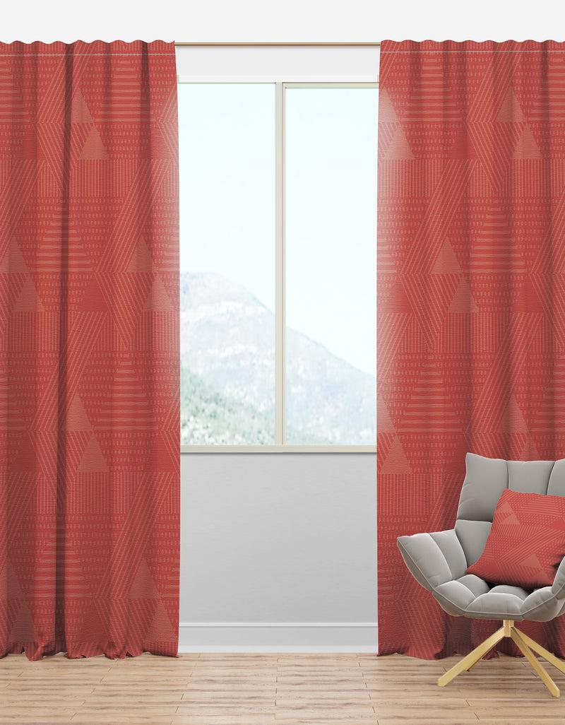 designq Triangual Retro Coral Pattern - Mid-Century Modern Curtain Panels