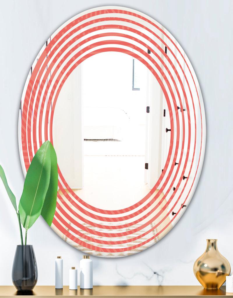 Designq Triangual Retro Coral Pattern - Modern Round Or Oval Wall Mirror - Wave