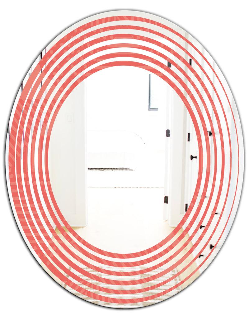 Designq Triangual Retro Coral Pattern - Modern Round Or Oval Wall Mirror - Wave