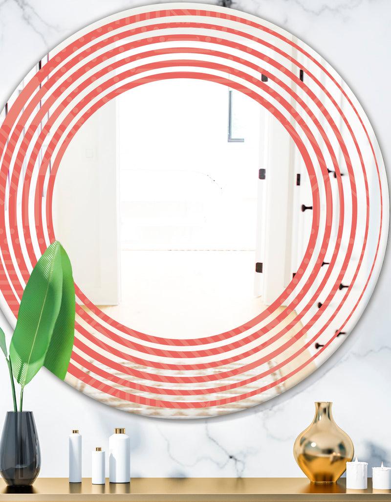 designq Triangual Retro Coral Pattern - Modern Round or Oval Wall Mirror - Wave