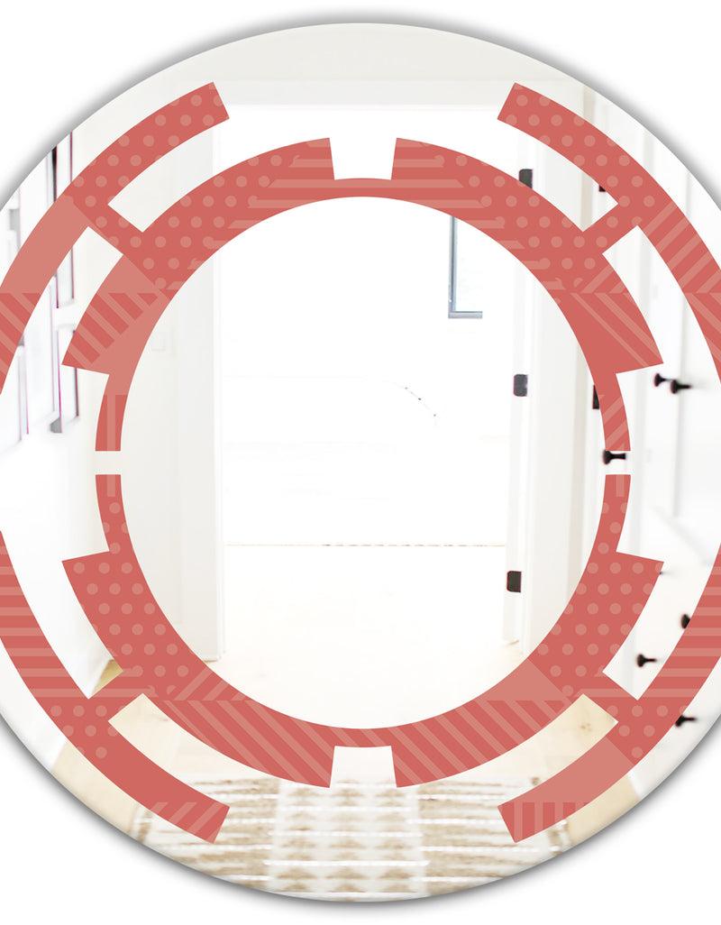 Designq Triangual Retro Coral Pattern - Modern Round Or Oval Wall Mirror - Space