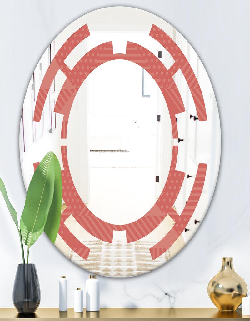 Designq Triangual Retro Coral Pattern - Modern Round Or Oval Wall Mirror - Space