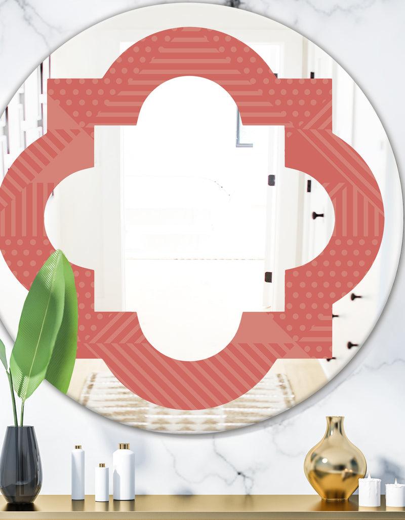 designq Triangual Retro Coral Pattern - Modern Round or Oval Wall Mirror - Quatrefoil