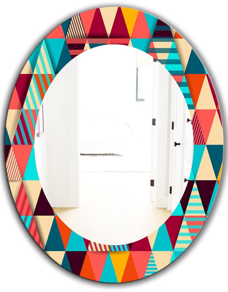 Designq Triangular Colourfields 35 - Mid-Century Mirror - Oval Or Round Wall Mirror