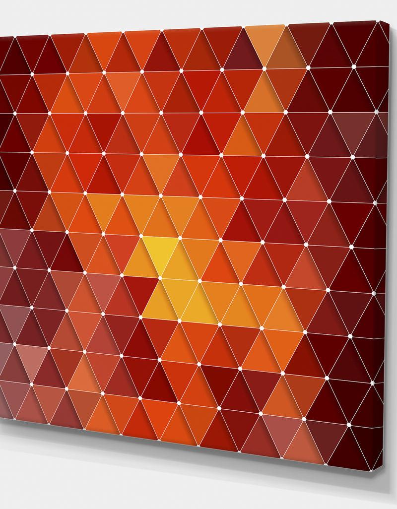 Designq Triangular Geometry In Red And Orange - Modern & Contemporary Gallery-wrapped Canvas