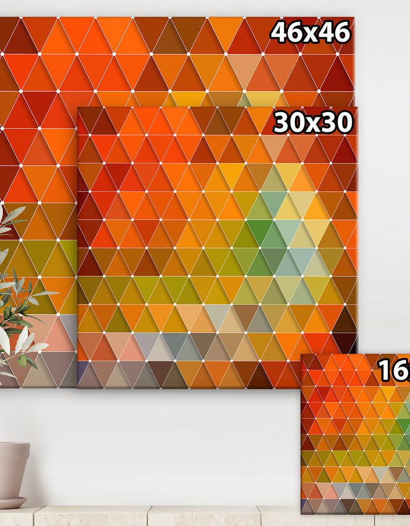 Designq Triangular Geometry Red Gray And Green - Modern & Contemporary Canvas Artwork
