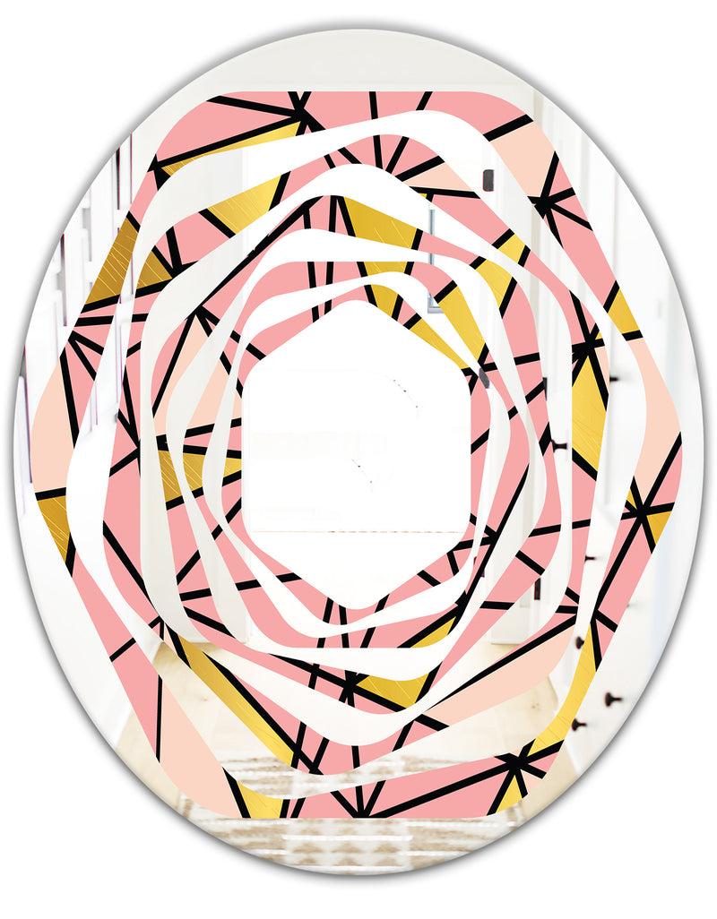 Designq Triangular Gold Design II - Modern Round Or Oval Wall Mirror - Whirl