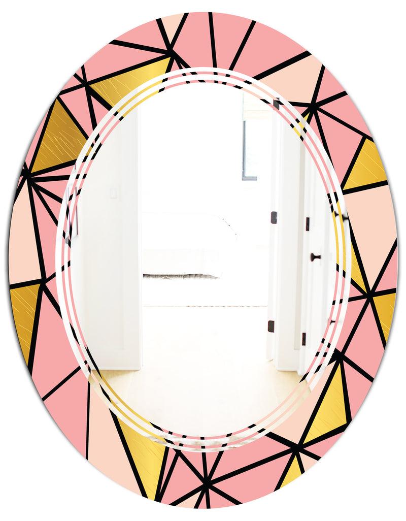 Designq Triangular Gold Design II - Modern Round Or Oval Wall Mirror - Triple C