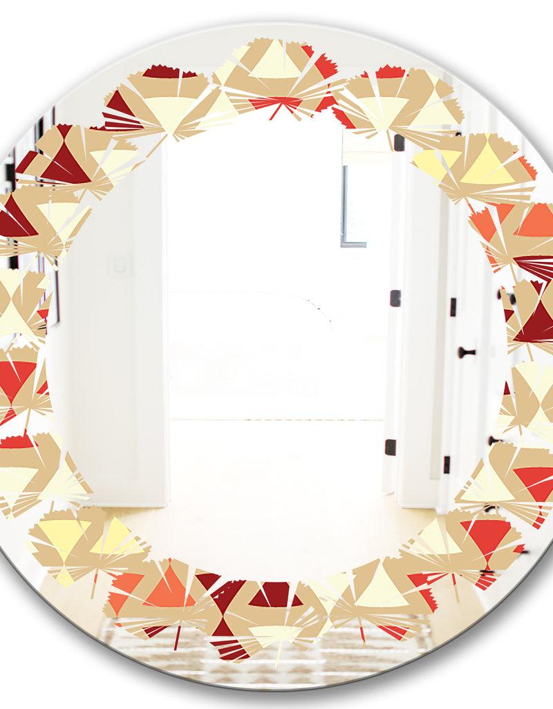 Designq Triangular Retro Design IX - Modern Round Or Oval Wall Mirror - Leaves