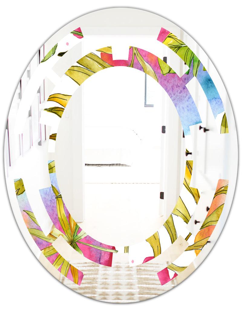 Designq Tropical Foliage IV - Cottage Round Or Oval Wall Mirror - Space